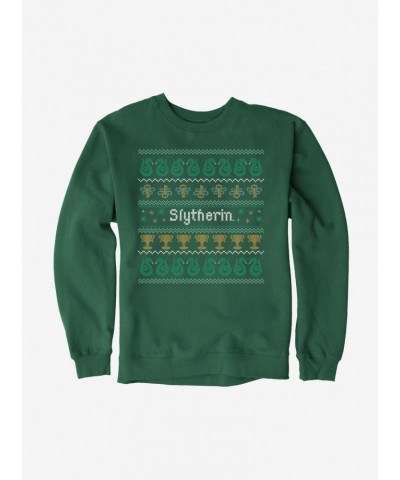 Harry Potter Slytherin Ugly Christmas Pattern Sweatshirt $14.46 Sweatshirts