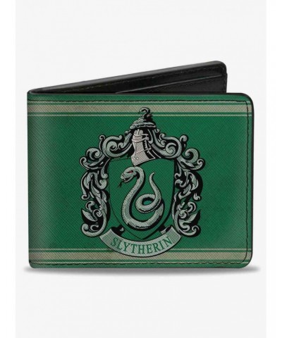 Harry Potter SlyTherin Crest Stripe Weathered Bifold Wallet $10.45 Wallets